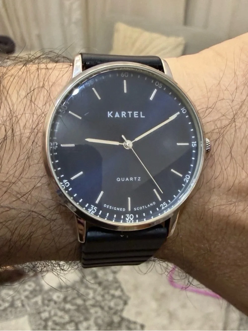 Kartel Hume 40mm Mens Quartz Watch Black Sunray Dial Scottish Design Minimalist